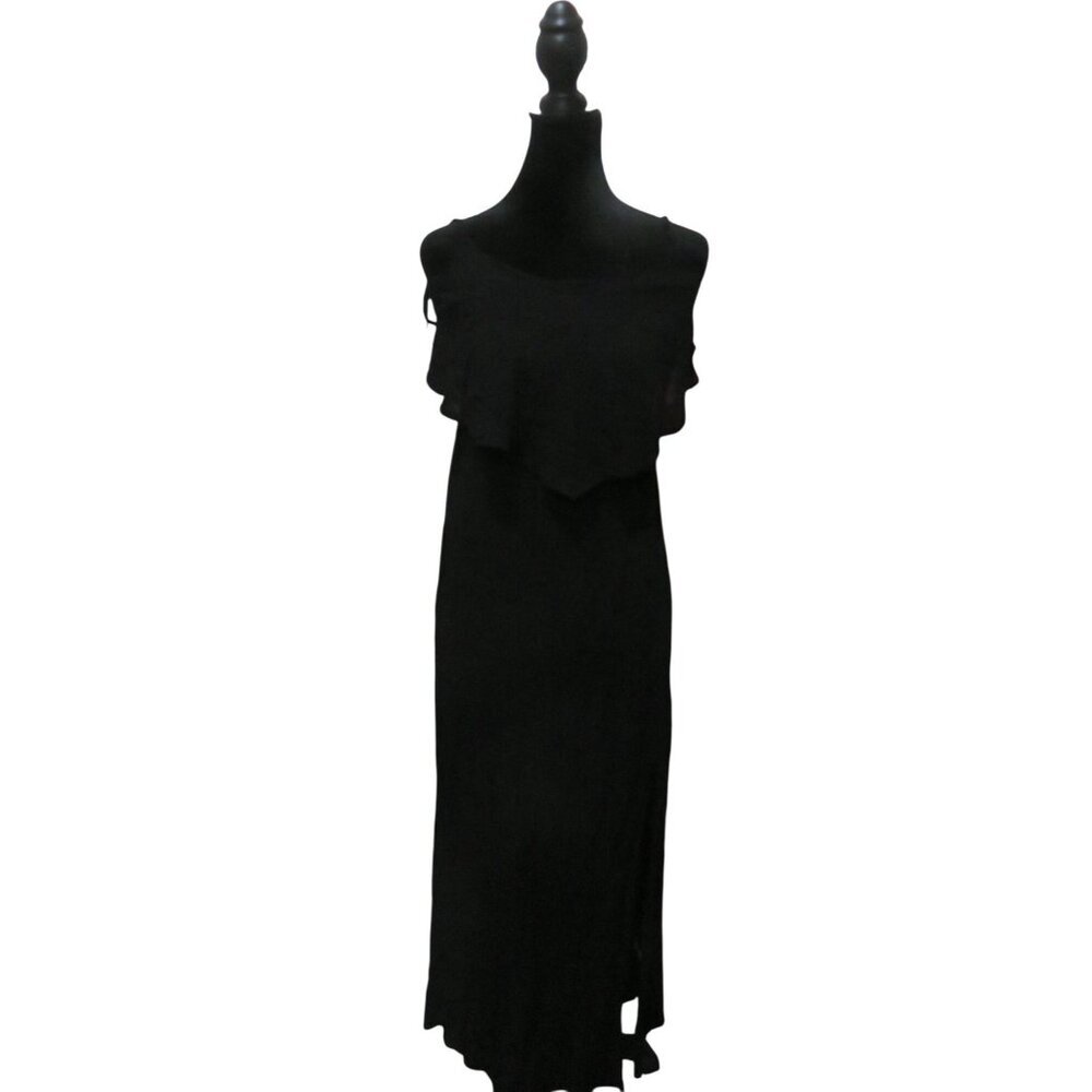Mudd Black Tie Style Rayon Layered look maxi dress spaghetti strap sz small NWT